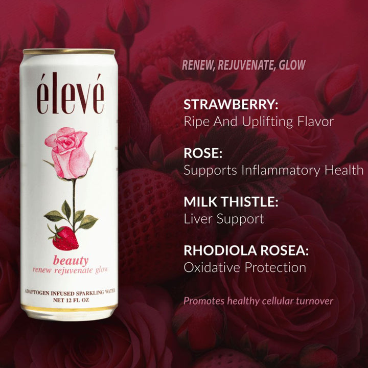 élevé Beauty Adaptogen Sparkling Water – Skin & Cellular Health