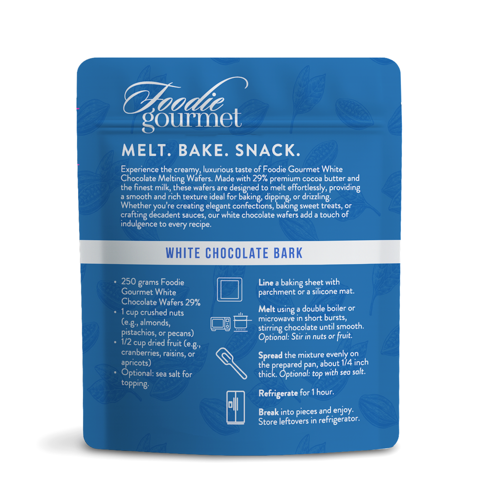 Foodie Gourmet - Belgium -White Chocolate Melting Wafers (29% Cacao) - 8.8 oz