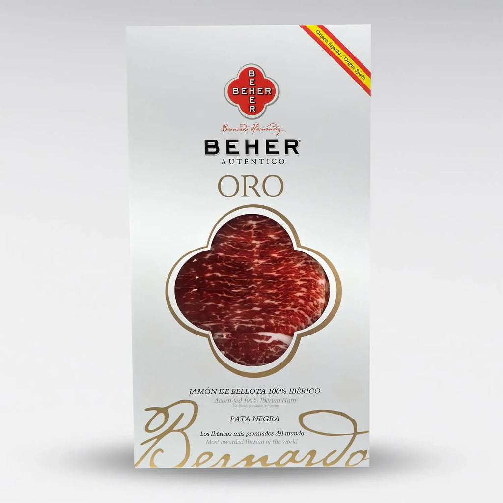 BEHER 100% Ibérico Bellota Ham – Machine Sliced Pata Negra 6oz Tray