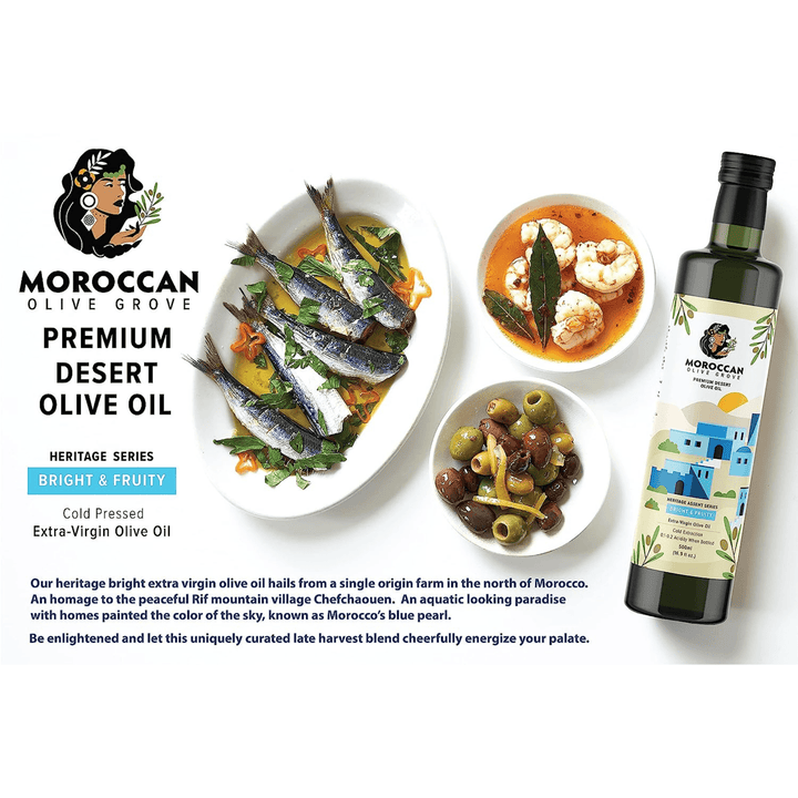 Moroccan Olive Grove - Bright & Fruity Organic Moroccan Extra Virgin Olive Oil - Moroccan Extra Virgin Cold Extracted Olive Oil, 100% Single Origin from Morocco, Polyphenol Rich