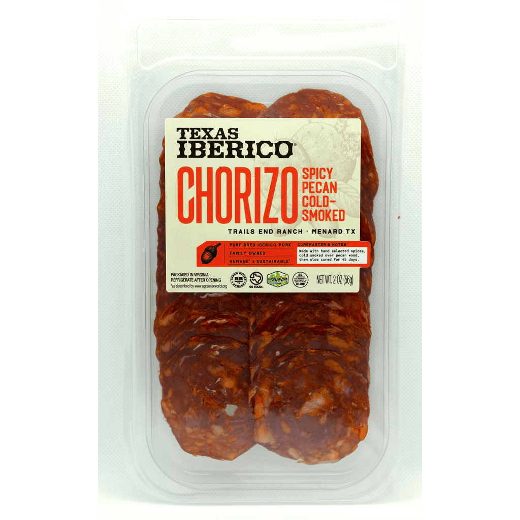 Texas Iberico® Chorizo: Spicy Pecan Cold-Smoked (Sliced/2 oz.) - Dos Olivos Markets